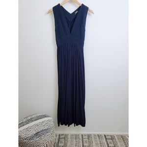 LULU'S NAVY BLUE V-NECK MAXI DRESS